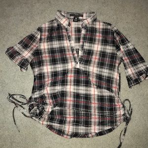 Sheer plaid cover shirt